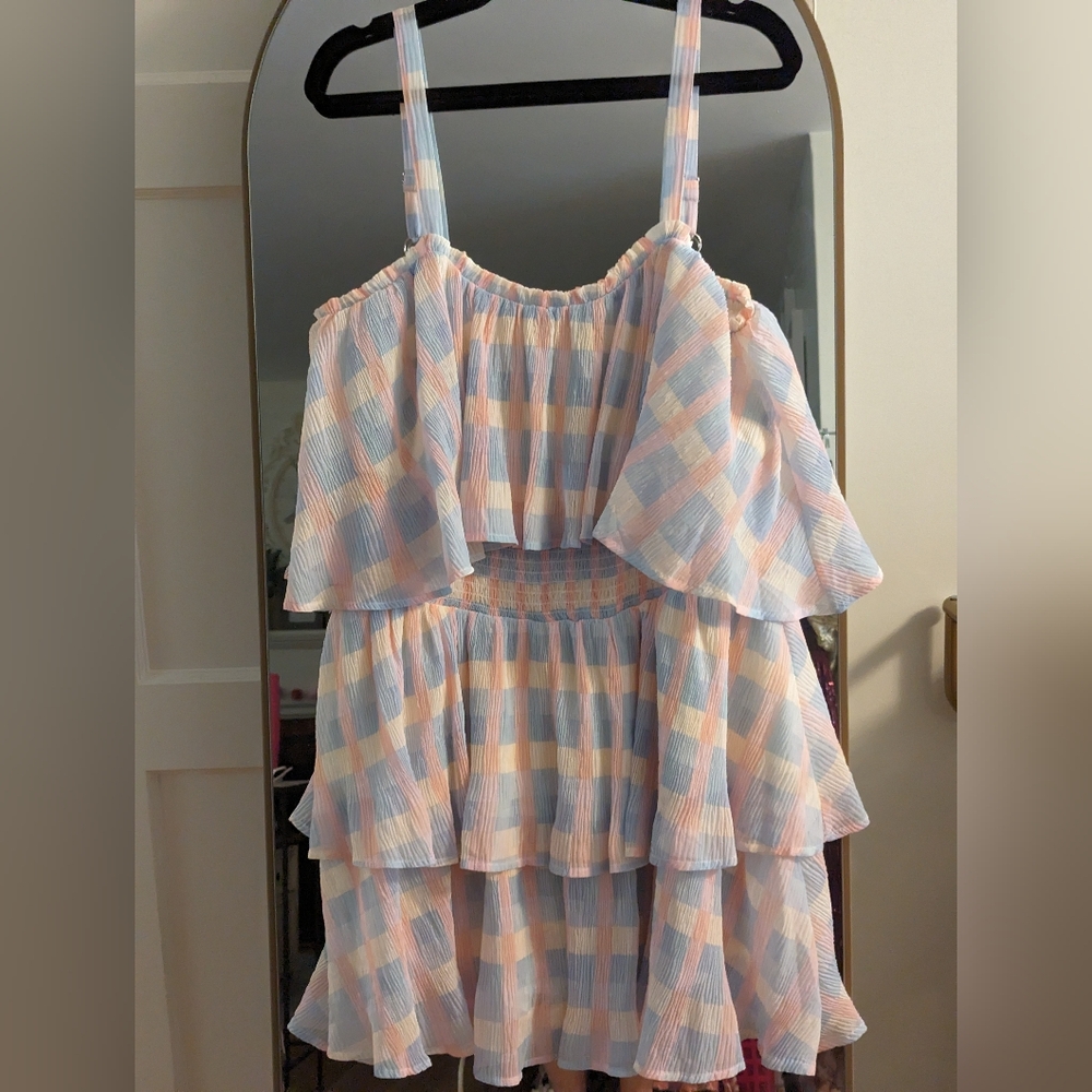 Pastel ruffle mini dress